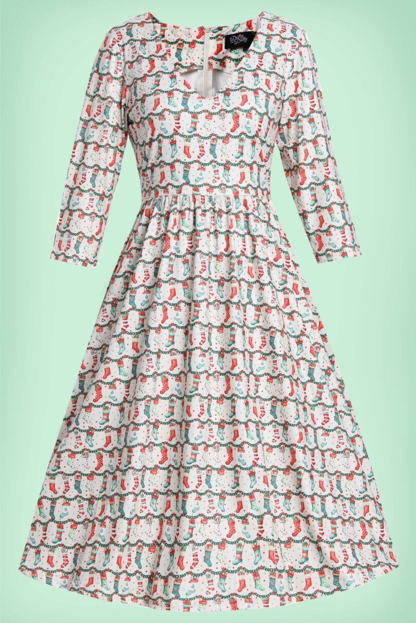 Billie Christmas Stocking Long Sleeved Dress  Shop now at Kitty Darling