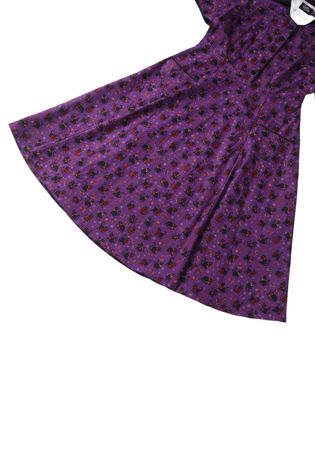 Mabel Festive Cat Shirt Dress In Purple Mabel Festive Cat Shirt Dress In Purple  Shop now at Kitty Darling