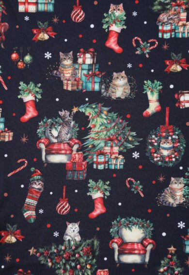 Lily Dark Purple Off Shoulder Cat Print Christmas Dress – Dresses | Kitty Darling