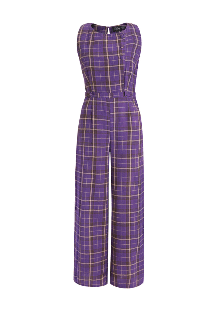 Sylvia Purple Tartan Jumpsuit