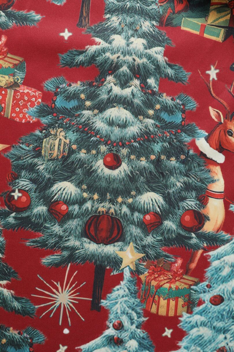 Amanda Crimson Red Christmas Santa Print Dress  Shop now at Kitty Darling