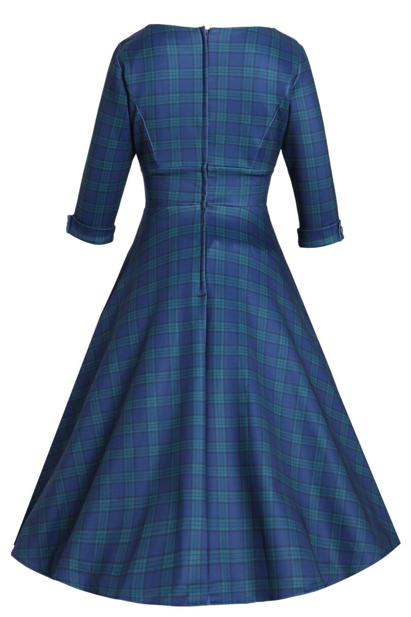 Scarlette Navy Check Swing Dress  Shop now at Kitty Darling