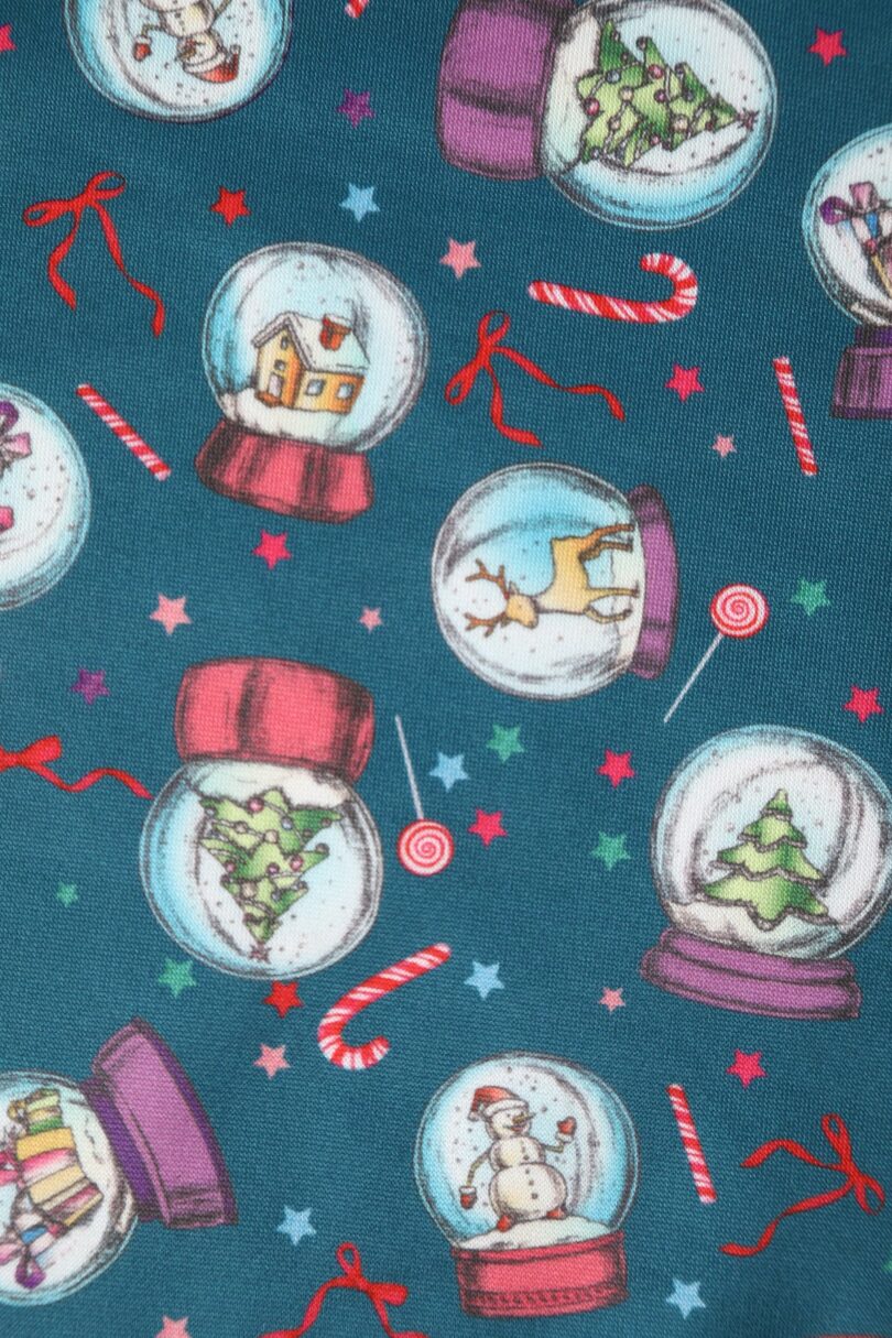 Scarlette Long-Sleeved Stretchy Blue Dress with Snow globe Print  Shop now at Kitty Darling