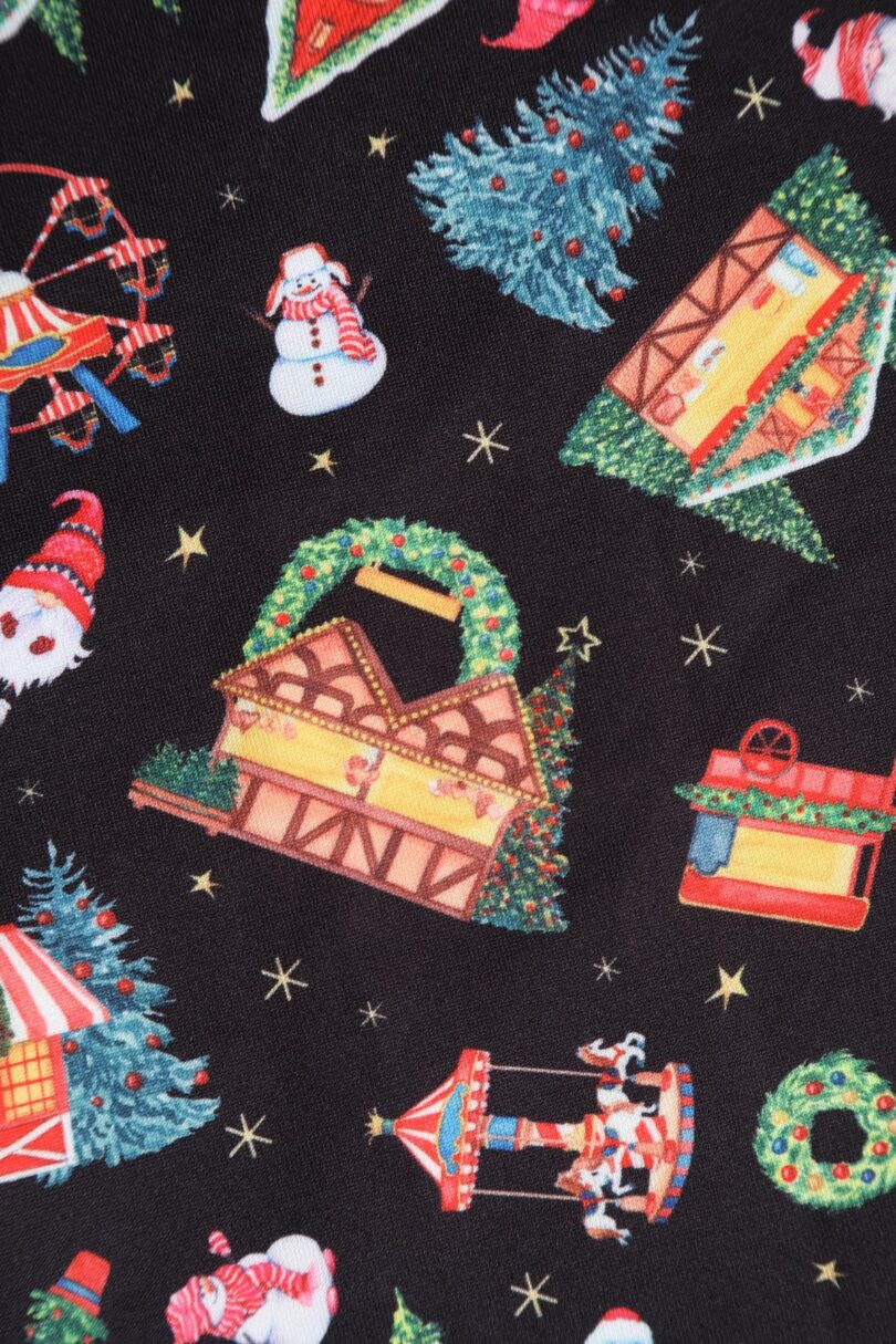 Lily Retro Off Shoulder in Black Christmas Fair Swing Dress  Shop now at Kitty Darling