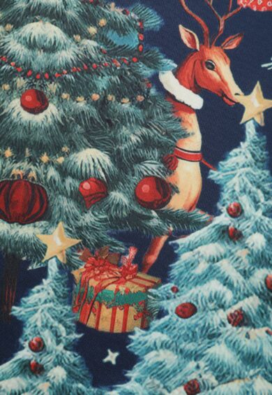 Amanda Dark Desaturated Blue Christmas Santa Print Dress – Dresses | Kitty Darling