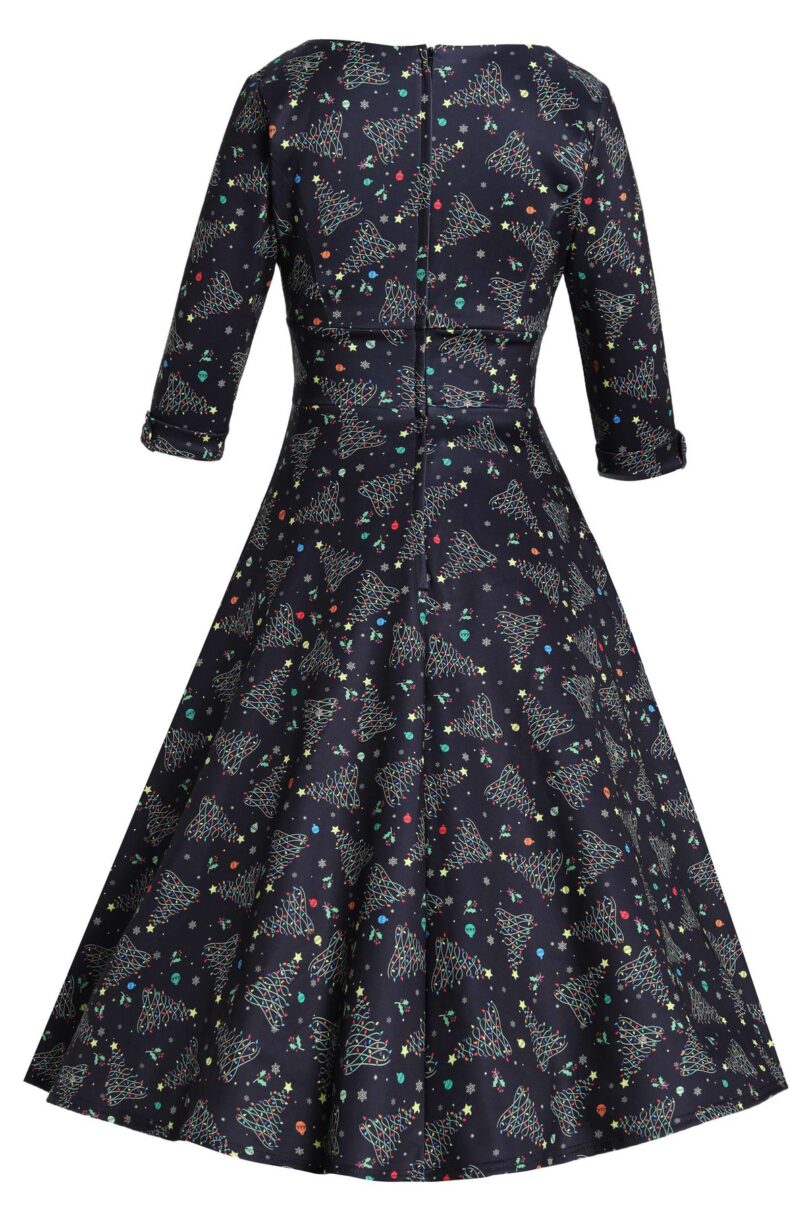 Scarlette Christmas Light Midi Dress In Black  Shop now at Kitty Darling