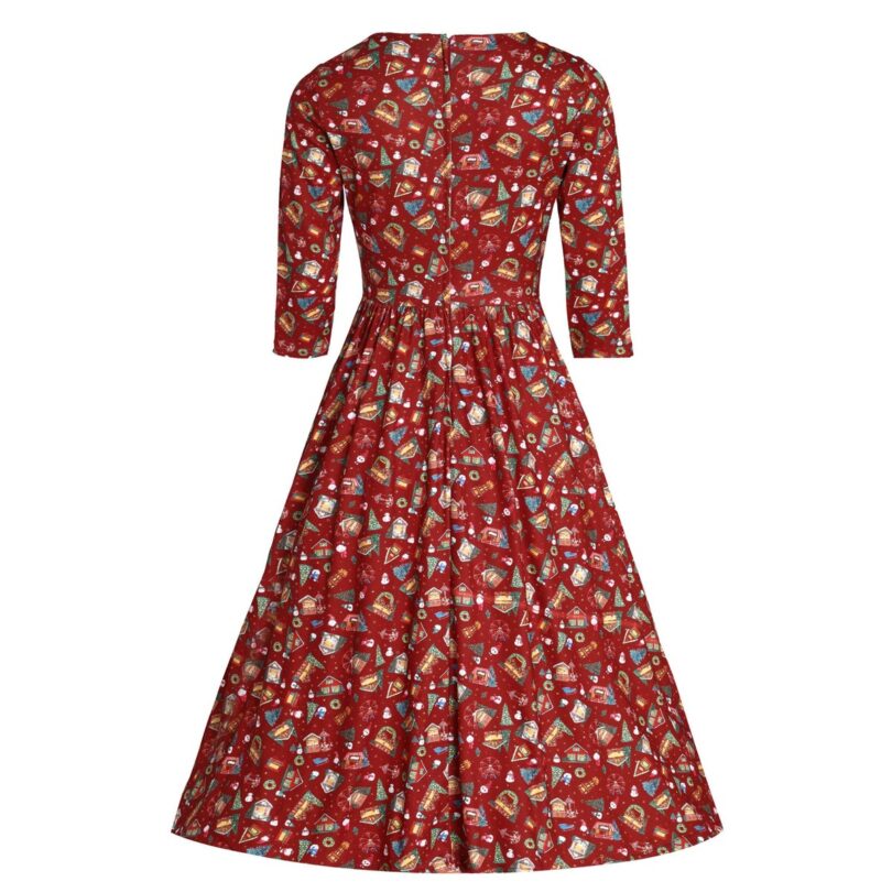 Billie Red Christmas Fair Long Sleeved Dress  Shop now at Kitty Darling