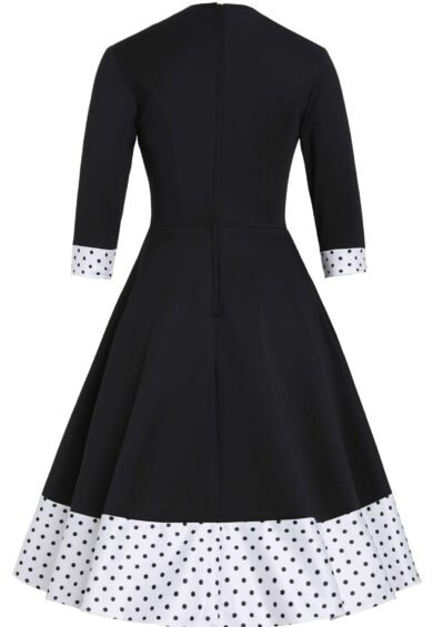 Maria Elegant Black A-Line Dress with Polka Dot – New In | Kitty Darling