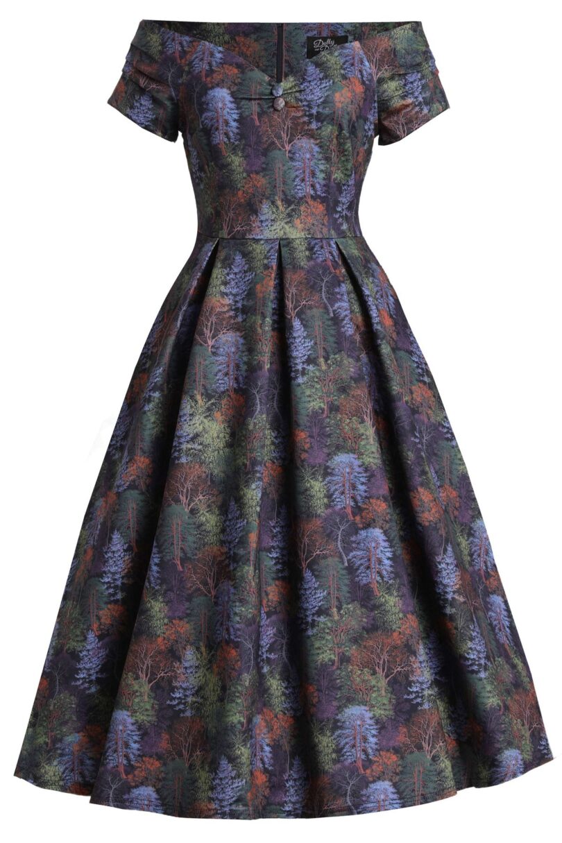 Lily Autumn Foliage Off Shoulder Dress  Shop now at Kitty Darling