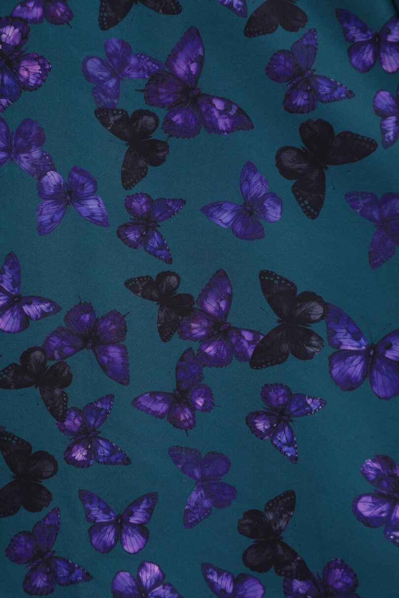 Scarlette Teal & Purple Butterfly Swing Dress  Shop now at Kitty Darling