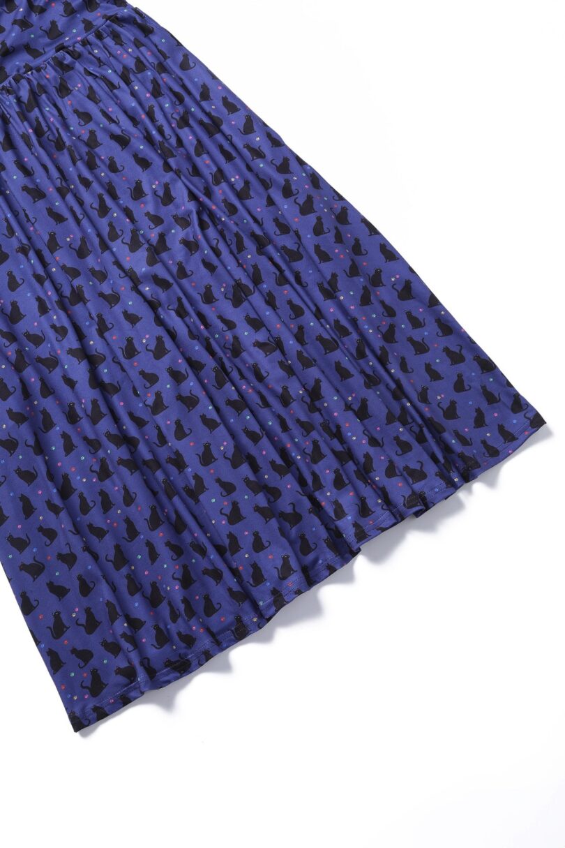Billie Purple V-Neckline Cat Silhouette Print Dress  Shop now at Kitty Darling