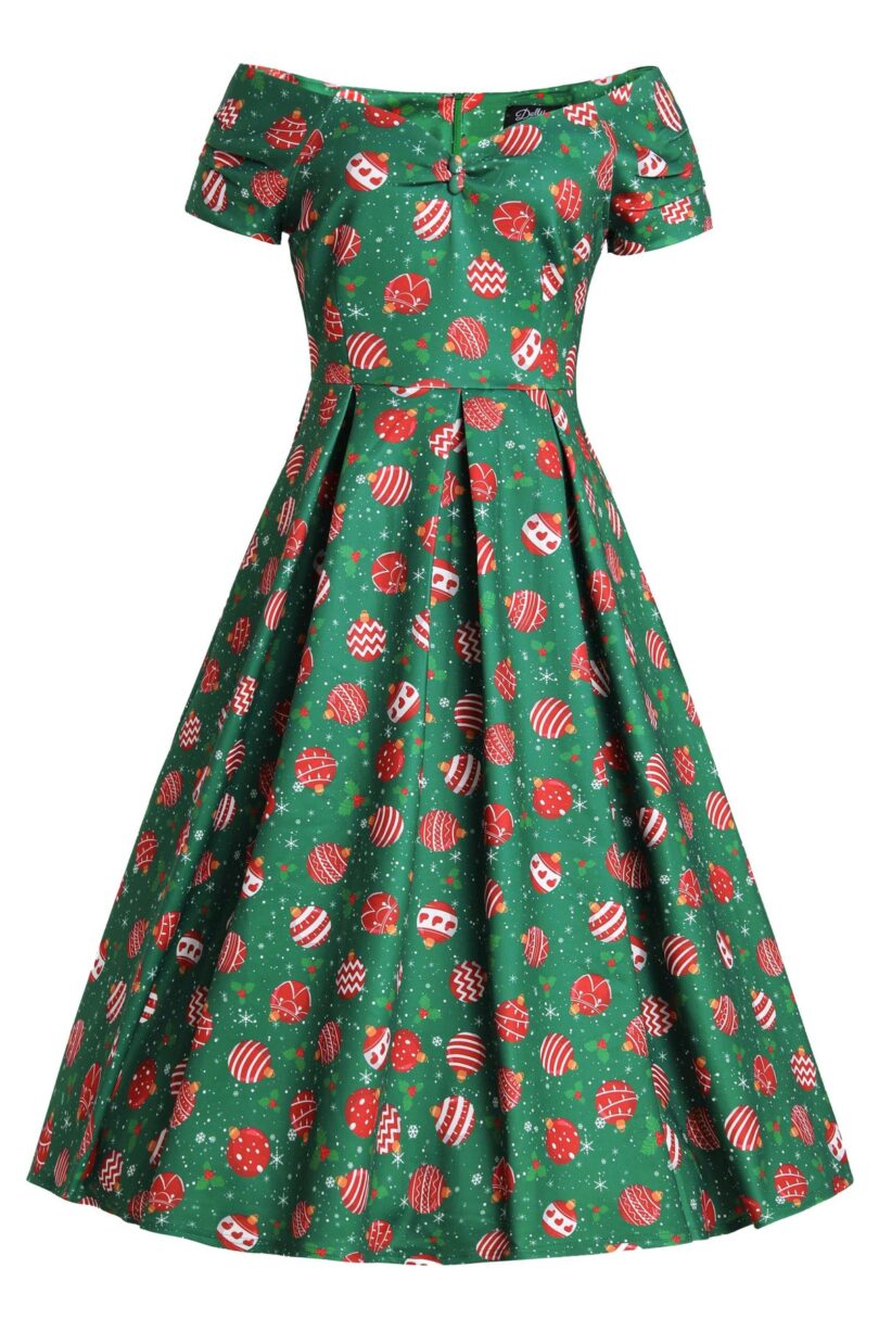 Lily Green Bauble Off Shoulder Dress  Shop now at Kitty Darling
