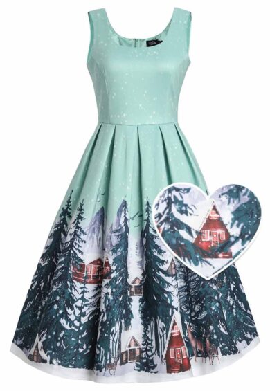 Amanda Alpine Forest Flared Dress – New In | Kitty Darling