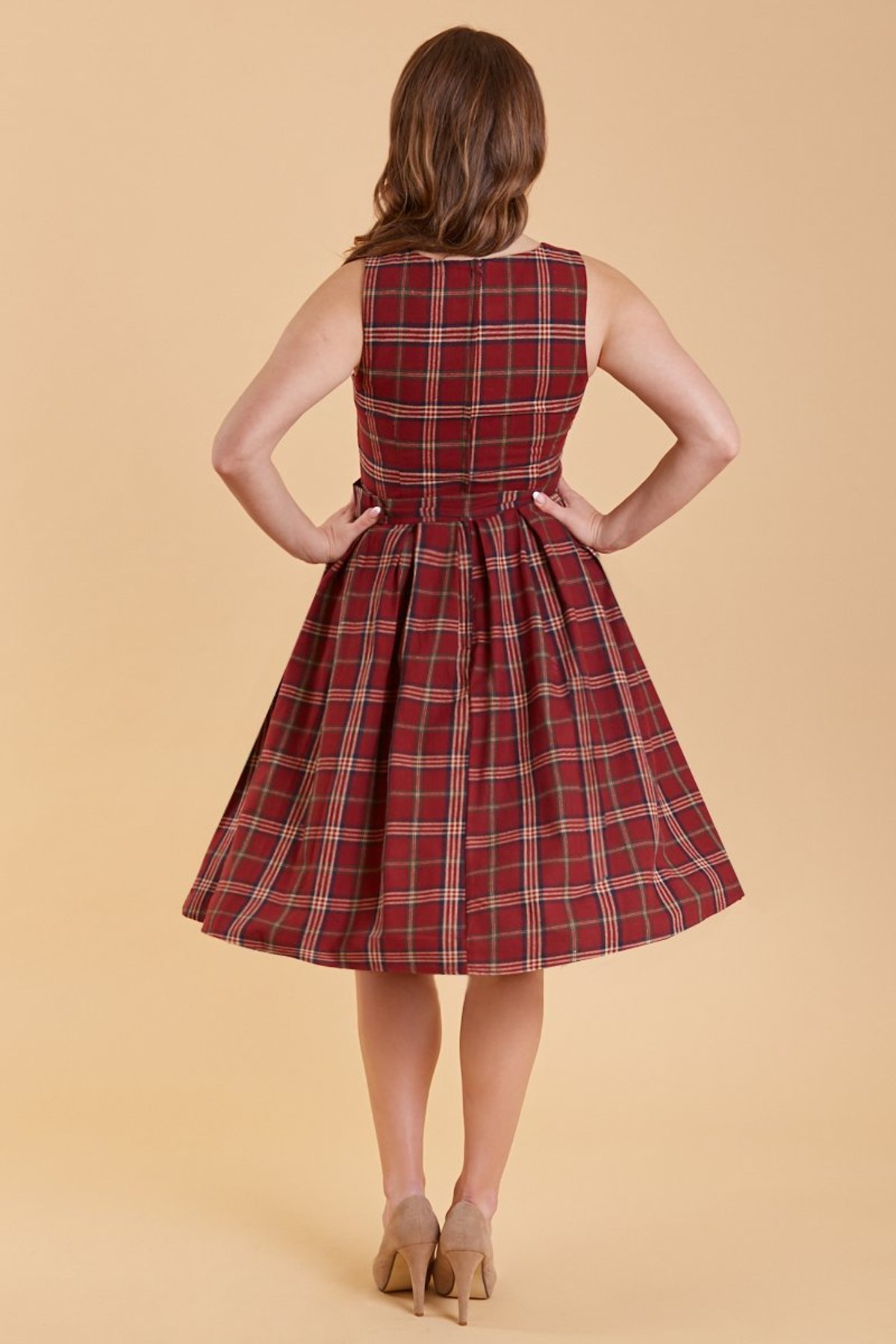 Annie Retro Burgundy Tartan Swing Dress Annie Retro Burgundy Tartan Swing Dress  Shop now at Kitty Darling