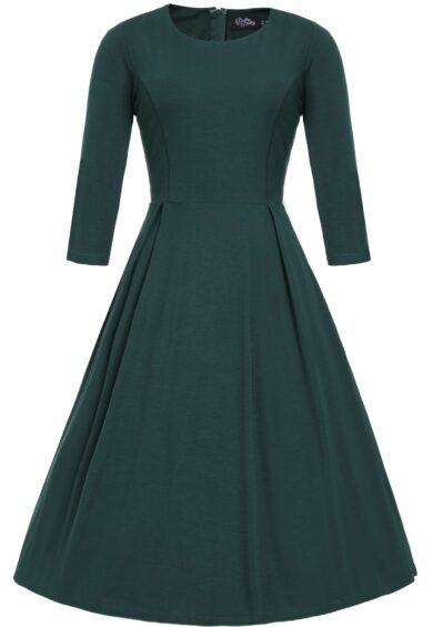 Beatrix Vintage Inspired Long Sleeves Dress in Green – New In | Kitty Darling