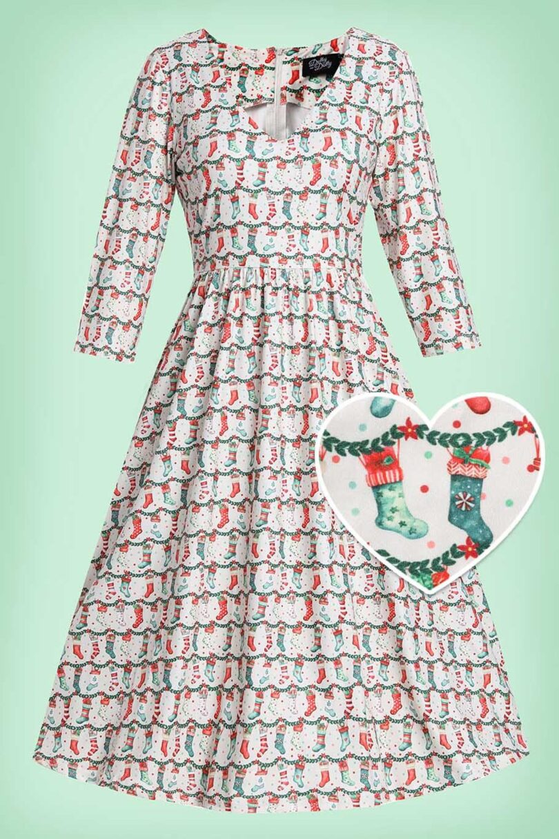 Billie Christmas Stocking Long Sleeved Dress  Shop now at Kitty Darling