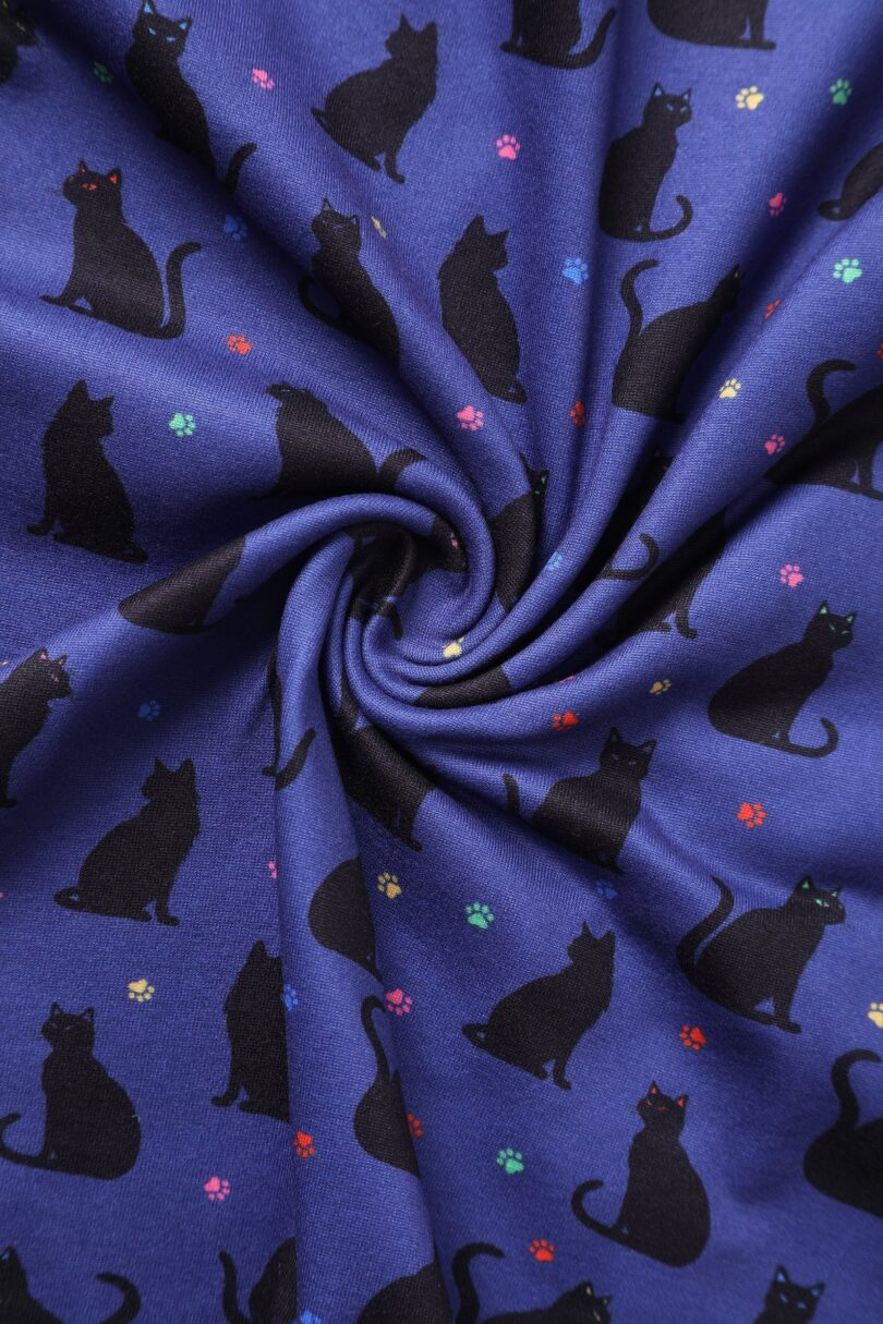 Billie Purple V-Neckline Cat Silhouette Print Dress  Shop now at Kitty Darling