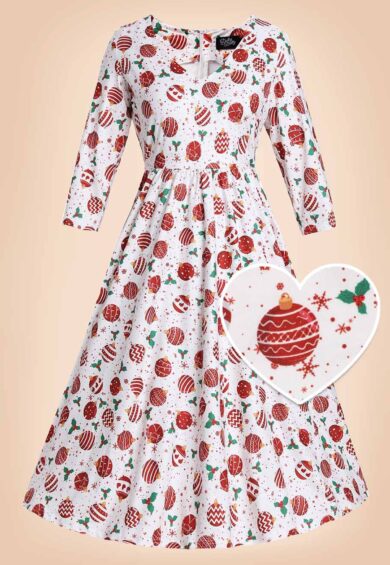 Billie Red Bauble Long Sleeved Dress – New In | Kitty Darling