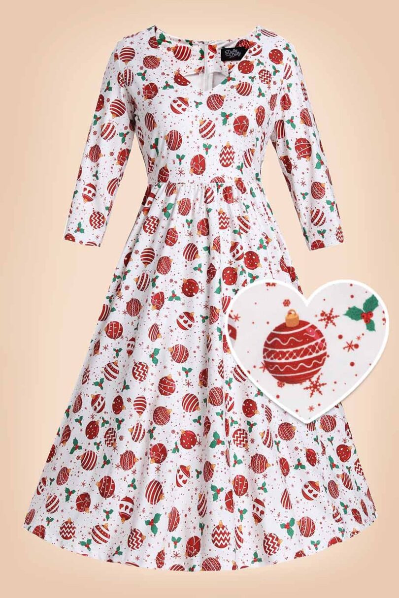 Billie Red Bauble Long Sleeved Dress  Shop now at Kitty Darling
