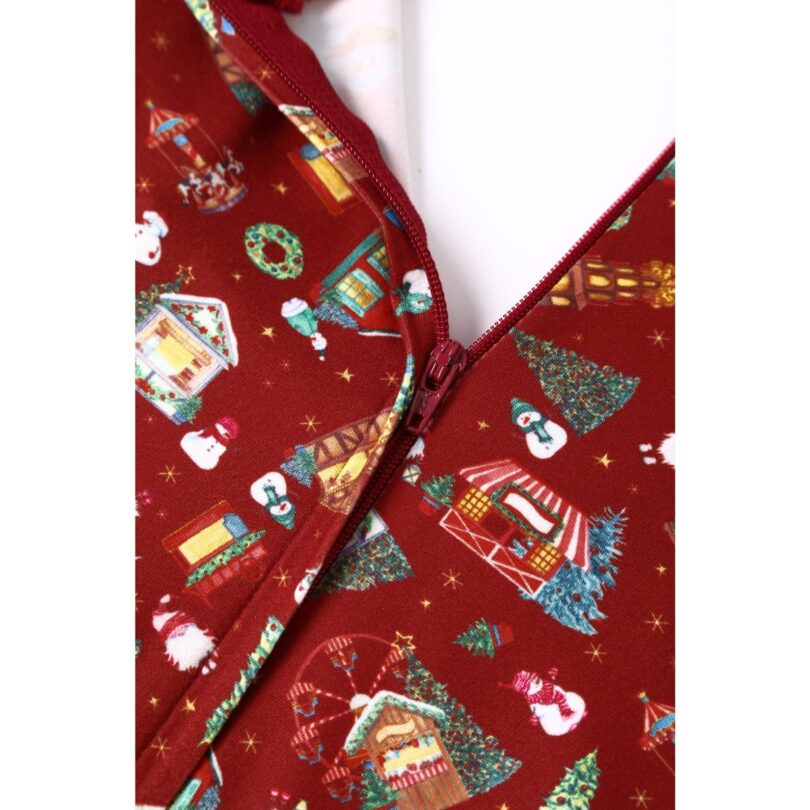 Billie Red Christmas Fair Long Sleeved Dress  Shop now at Kitty Darling