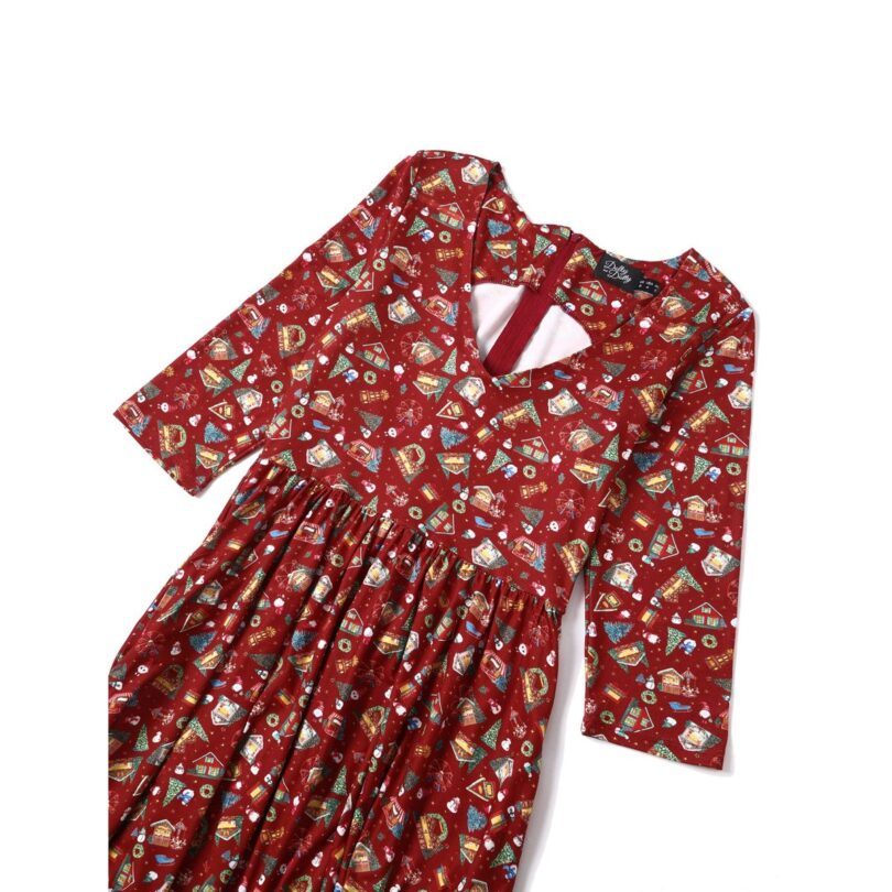 Billie Red Christmas Fair Long Sleeved Dress  Shop now at Kitty Darling