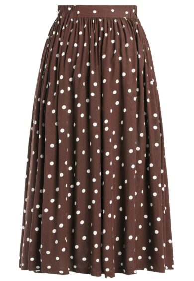 Estelle Brown Polka Dot Midi Skirt – New In | Kitty Darling