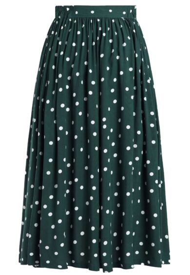 Estelle Green Polka Dot Midi Skirt – New In | Kitty Darling