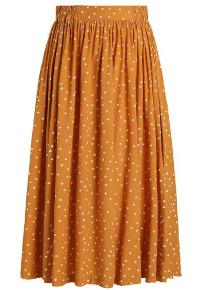 Estelle Terracotta Polka Dot Midi Skirt – New In | Kitty Darling
