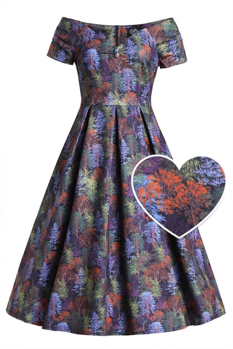 Lily Autumn Foliage Off Shoulder Dress  Shop now at Kitty Darling