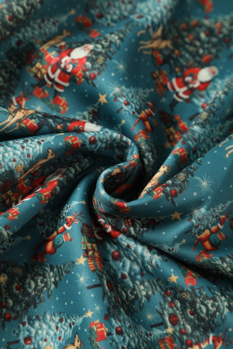 Lily Teal Off Shoulder Santa Claus Print Christmas Dress  Shop now at Kitty Darling