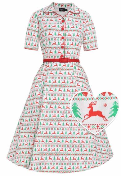 Mabel Christmas Reindeer Shirt Dress – New In | Kitty Darling