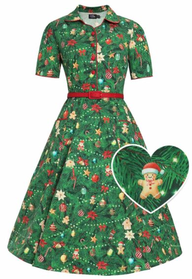Mabel Christmas Tree Shirt Dress – New In | Kitty Darling