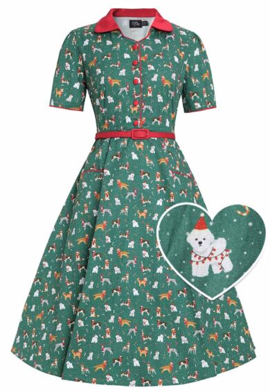 Mabel Dog At Christmas Shirt Dress – New In | Kitty Darling