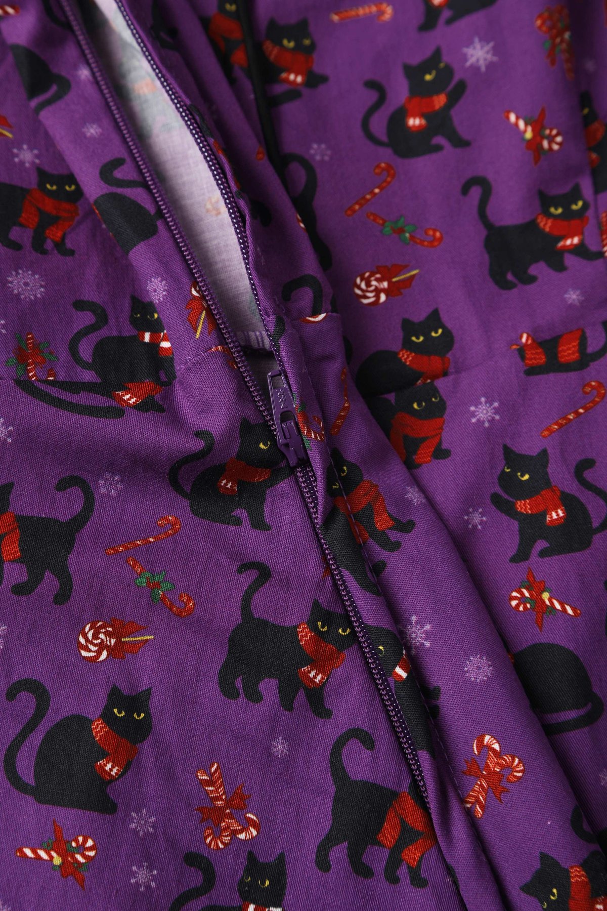 Mabel Festive Cat Shirt Dress In Purple Mabel Festive Cat Shirt Dress In Purple  Shop now at Kitty Darling