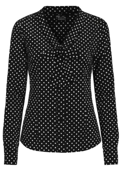 Margaret Classic Black Polka Dot Tie Blouse – Shirts and Blouses | Kitty Darling