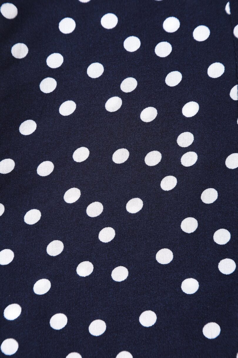 Margaret Dark Blue Polka Dots Tie Blouse  Shop now at Kitty Darling