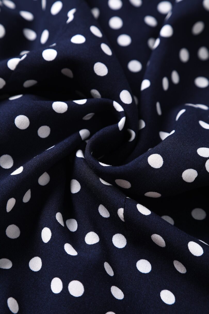 Margaret Dark Blue Polka Dots Tie Blouse  Shop now at Kitty Darling