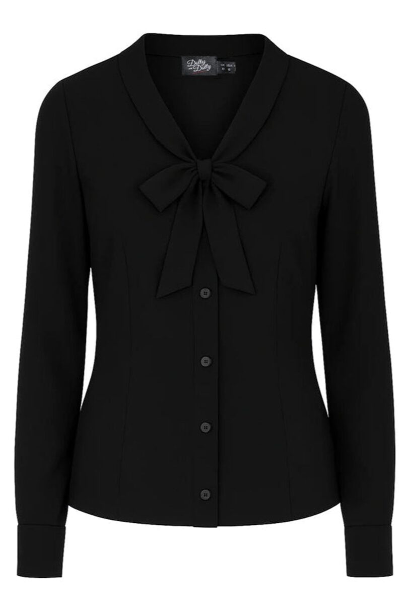 Margaret Midnight Black Bow-Tie Blouse  Shop now at Kitty Darling