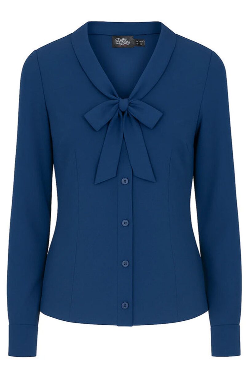 Margaret Royal Blue Bow-Tie Blouse  Shop now at Kitty Darling