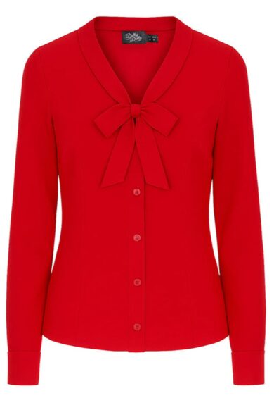 Margaret Scarlet Charm Bow-Tie Blouse – Shirts and Blouses | Kitty Darling