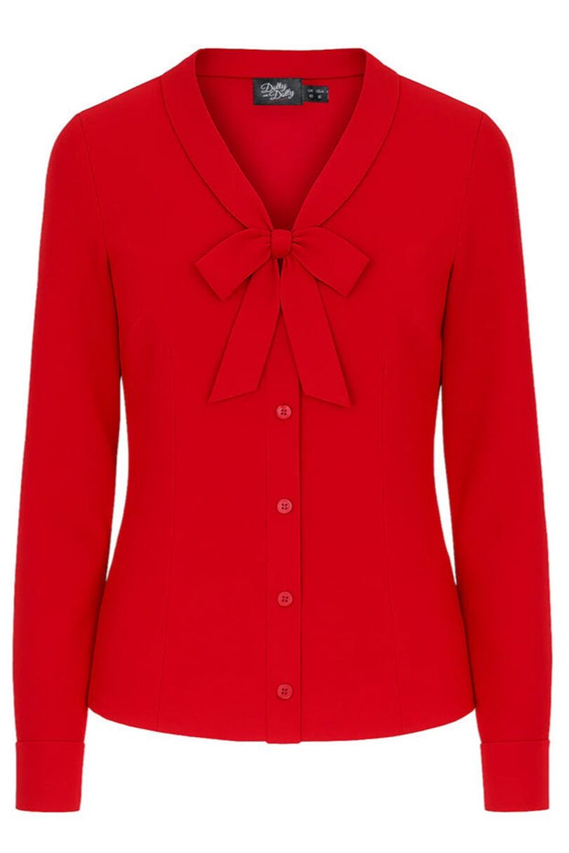 Margaret Scarlet Charm Bow-Tie Blouse  Shop now at Kitty Darling
