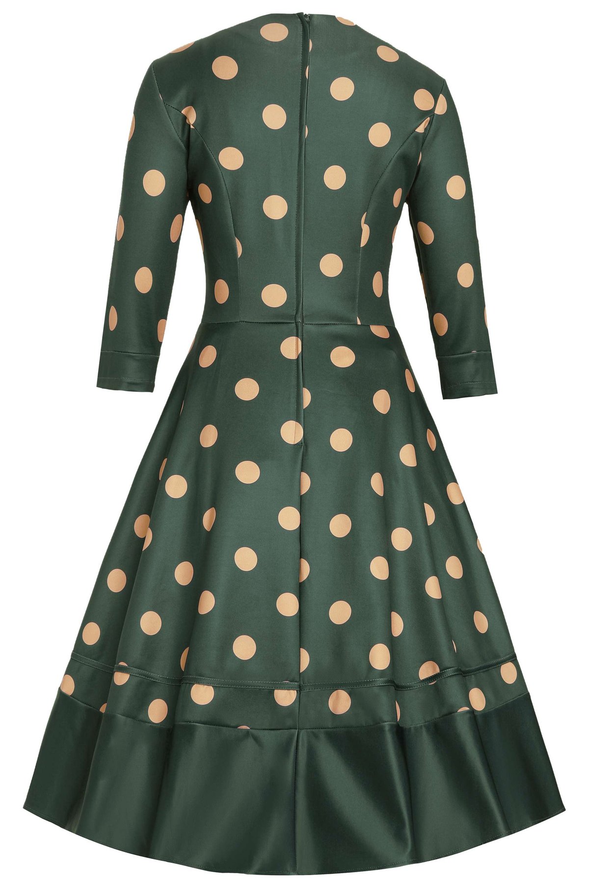 Maria Polka Dot Flared Dress In Green Maria Polka Dot Flared Dress In Green  Shop now at Kitty Darling