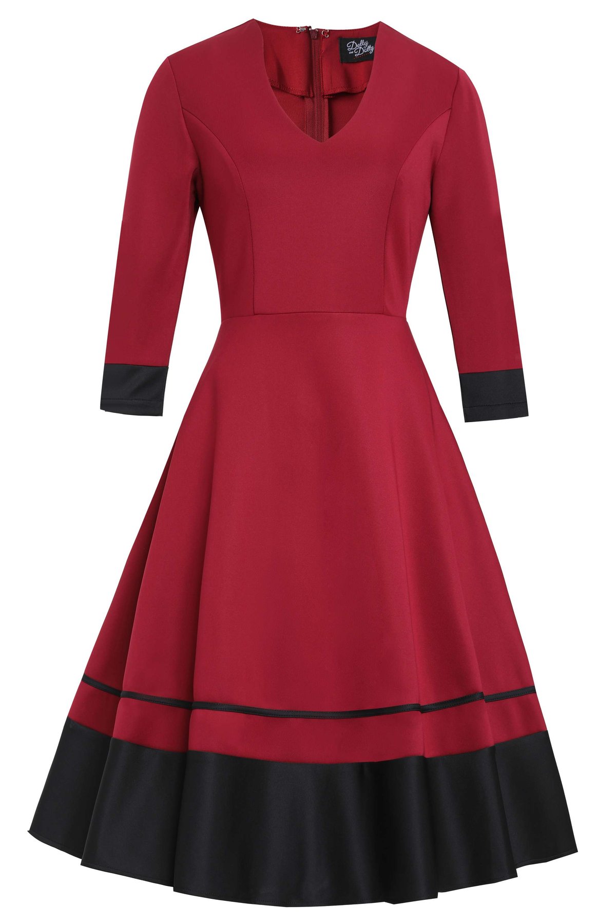 Maria Vintage-Inspired Burgundy & Black A-Line Dress Maria Vintage-Inspired Burgundy & Black A-Line Dress  Shop now at Kitty Darling
