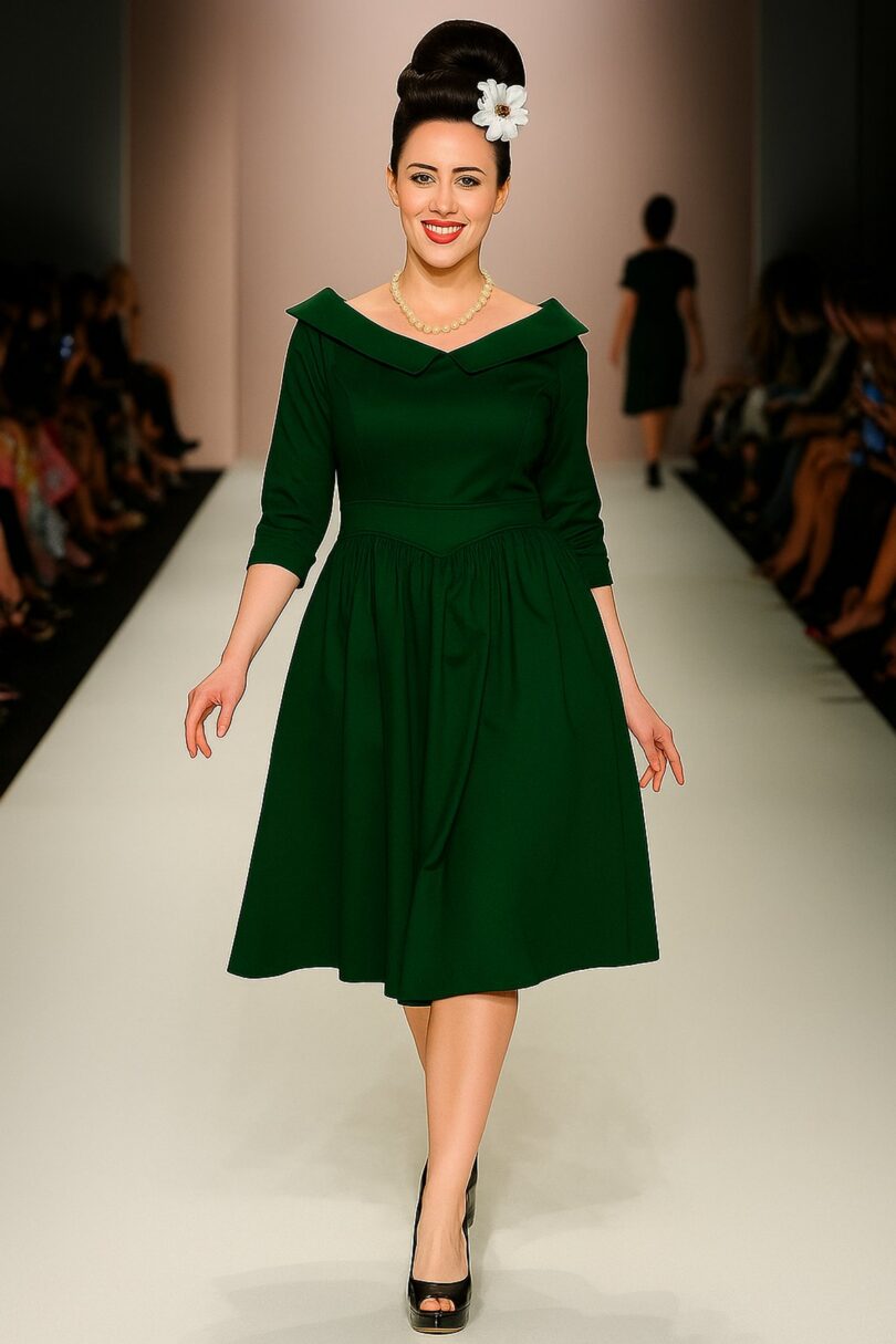Ruth Emerald Green Swing Dress  Shop now at Kitty Darling