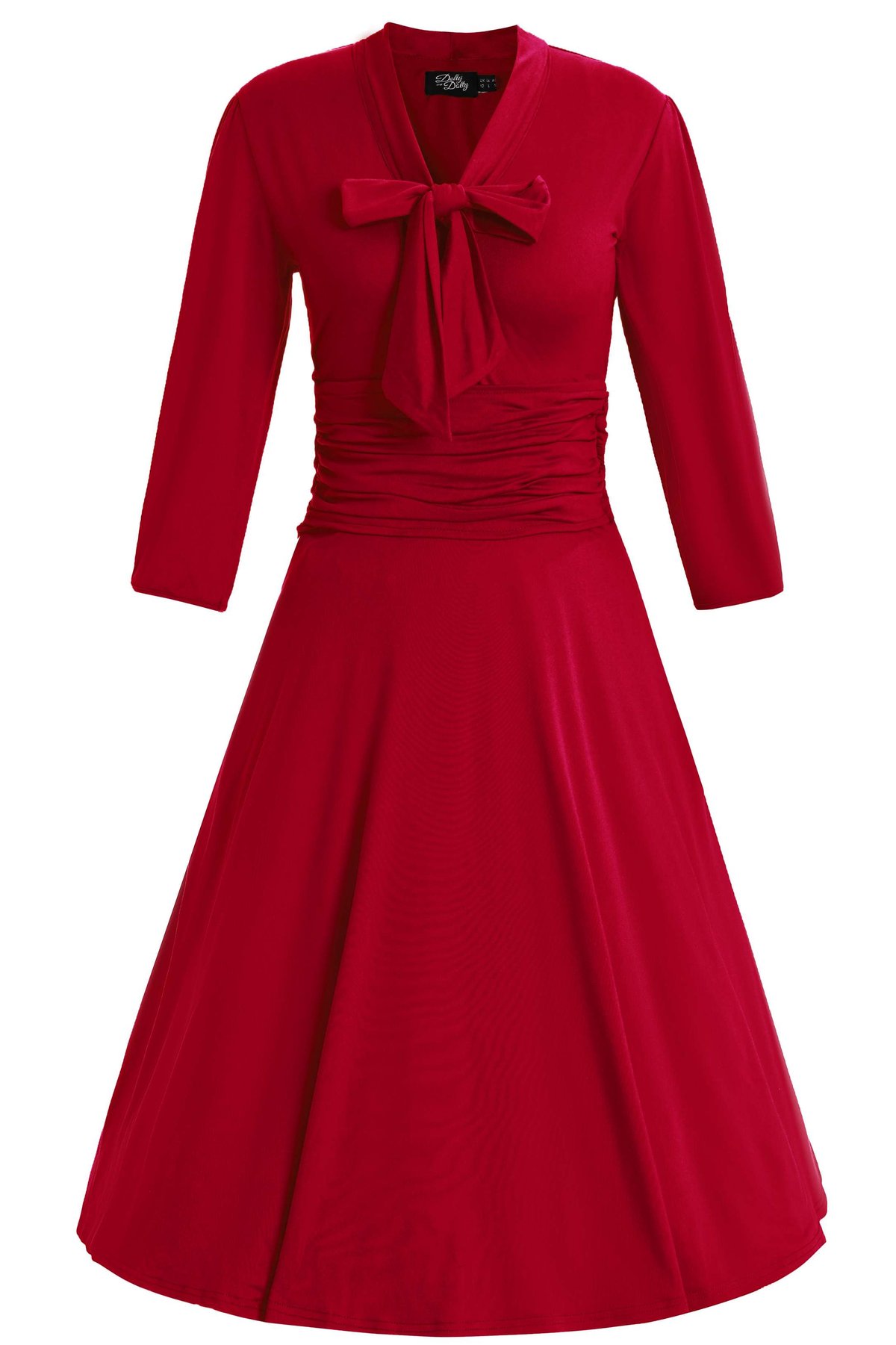 Sandra Bow Tie Casual Dress In Burgundy Sandra Bow Tie Casual Dress In Burgundy  Shop now at Kitty Darling