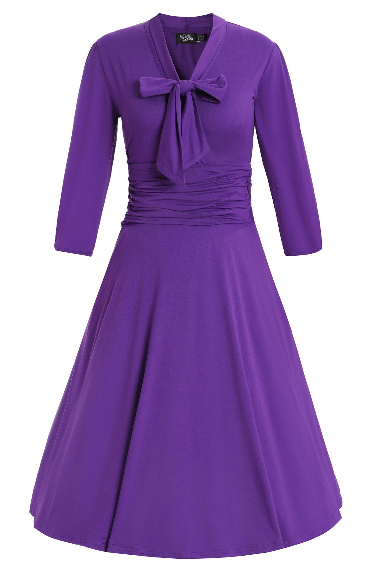 Sandra Bow Tie Casual Dress In Purple Sandra Bow Tie Casual Dress In Purple  Shop now at Kitty Darling