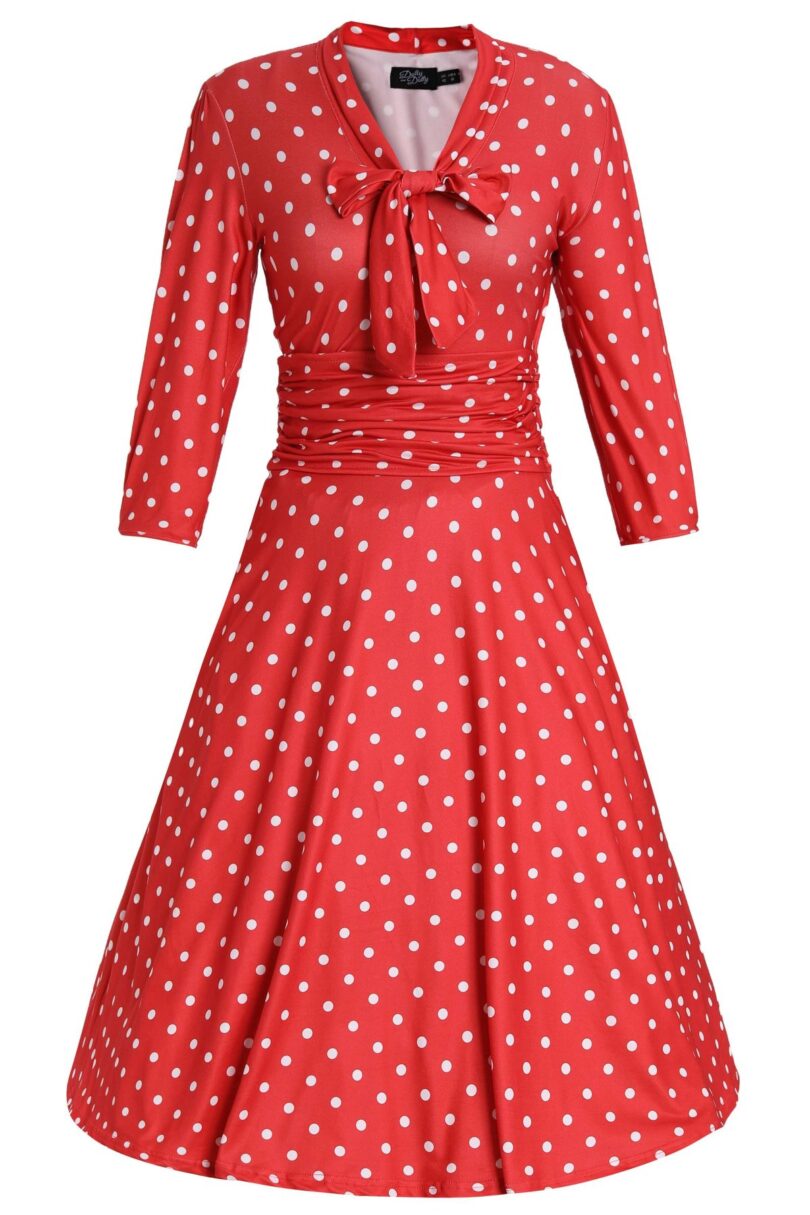 Sandra Vintage Charm Polka Dot Midi Dress – Red & White  Shop now at Kitty Darling