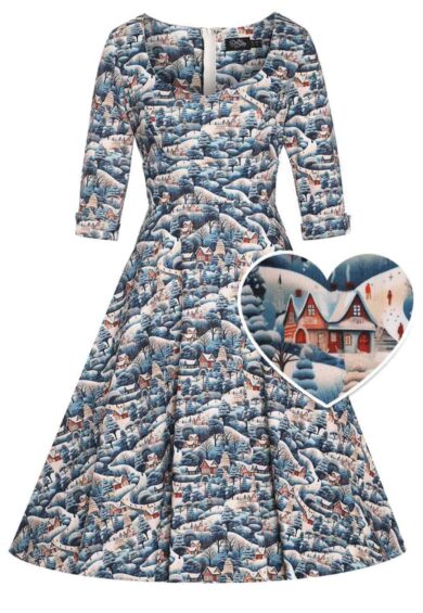 Scarlette Blue Winter Village Dress – Dresses | Kitty Darling