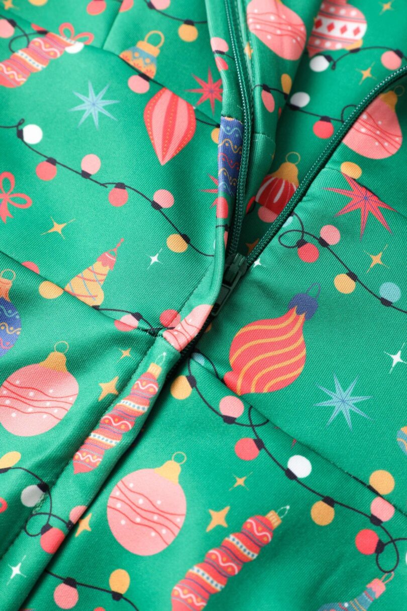 Scarlette Green Bauble Christmas Swing Dress  Shop now at Kitty Darling