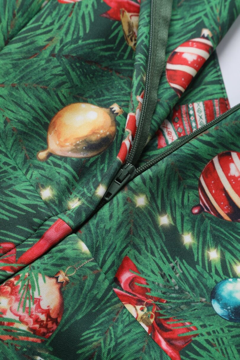 Scarlette Green Long-Sleeved Xmas Tree Print Stretchy Dress  Shop now at Kitty Darling